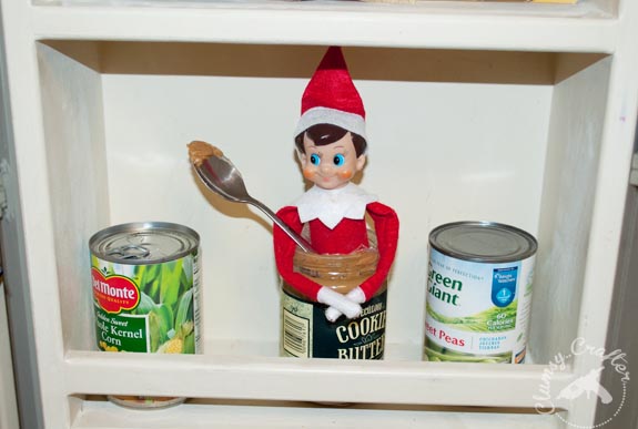 Elf on the Shelf ideas - Elf in the Cookie Butter