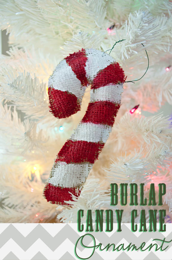 Burlap Christmas Craft - Burlap Candy Cane ornaments