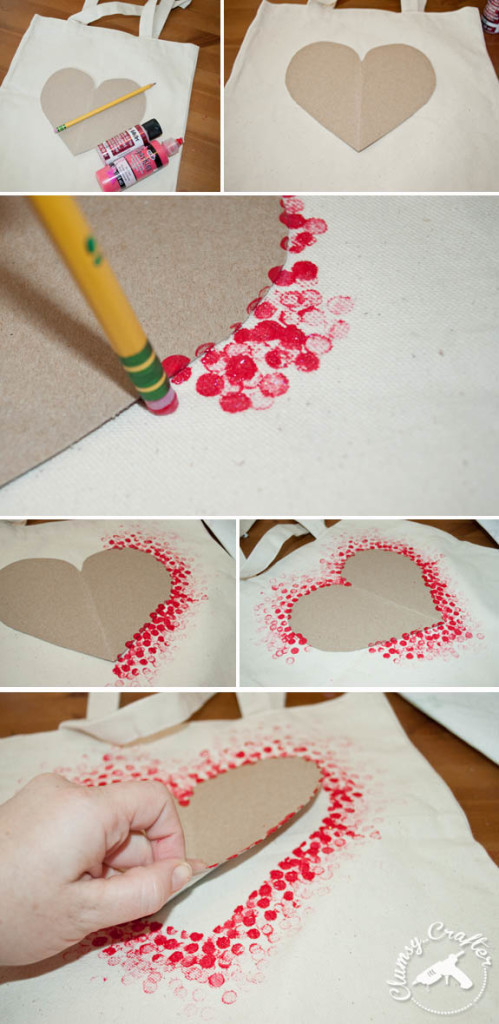 Easy DIY Tote bag from Clumsy Crafter for Valentine's day