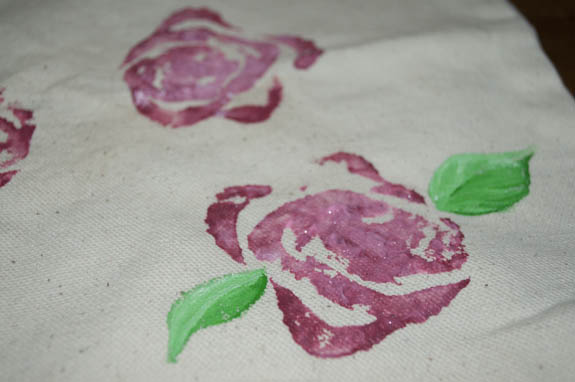 Roses made using celery prints