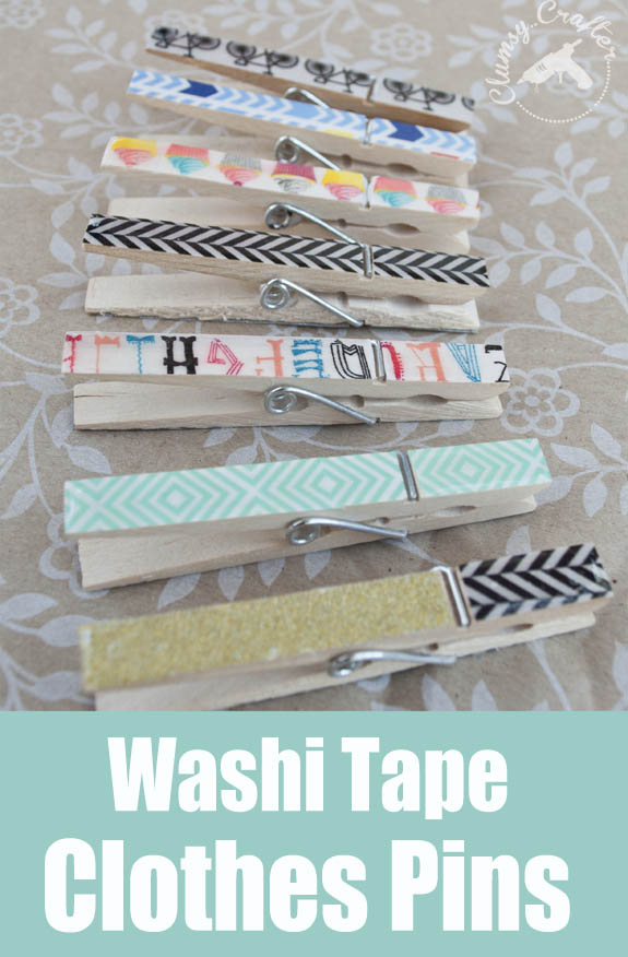 Washi Tape Clothes Pins - easy and with a great finish made by using Mod Podge Diamond Glaze