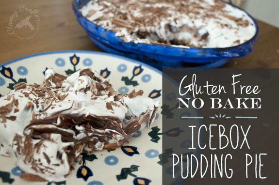 Gluten Free No Bake IceBox Pudding Pie. It looks so messy but is oh so yummy. 