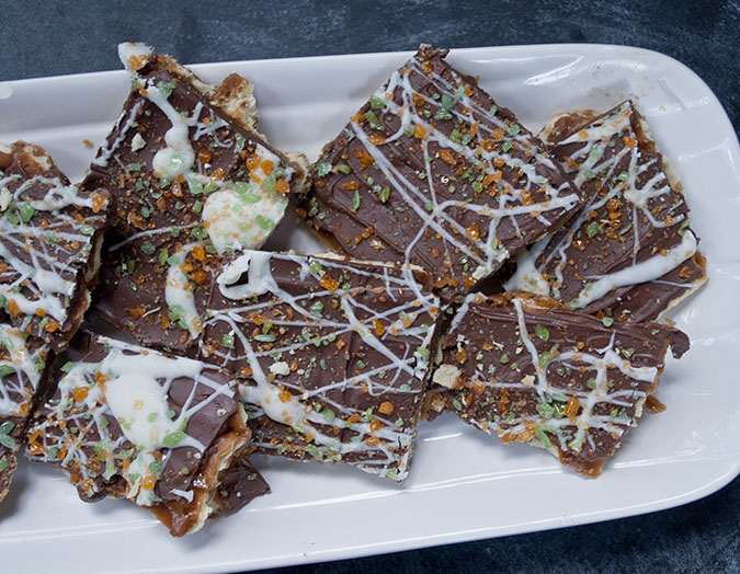 Chocolate toffee recipe with pop rocks candy, fun fall treat for kids