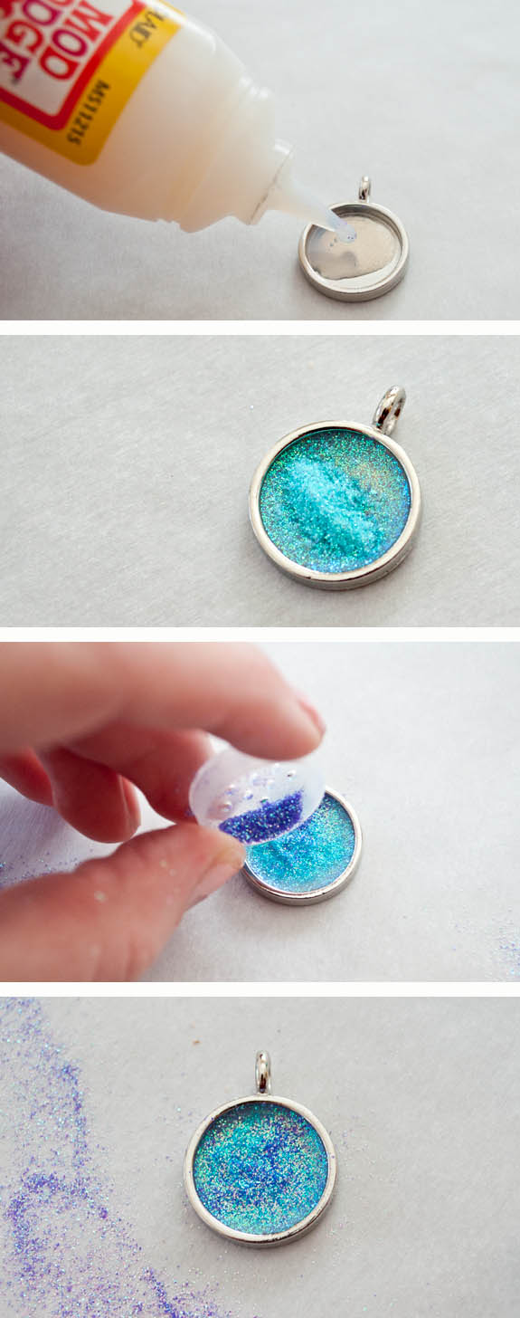 How to make a sparkly glitter necklace using Mod Podge Dimensional Magic
