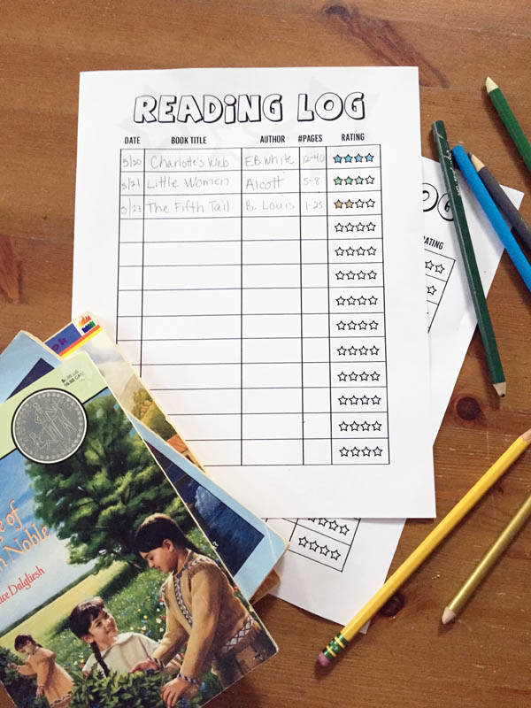 free printable reading log to keep track of your child's reading