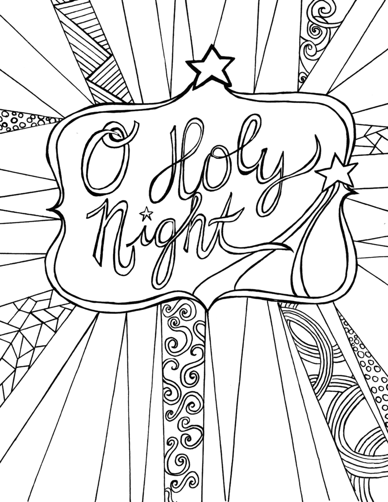 Free adult printable coloring page - O Holy Night, the perfect christmastime creative activity