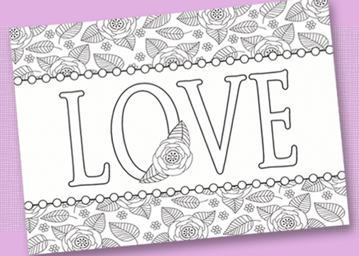 love free printable coloring sheet from Clumsy Crafter