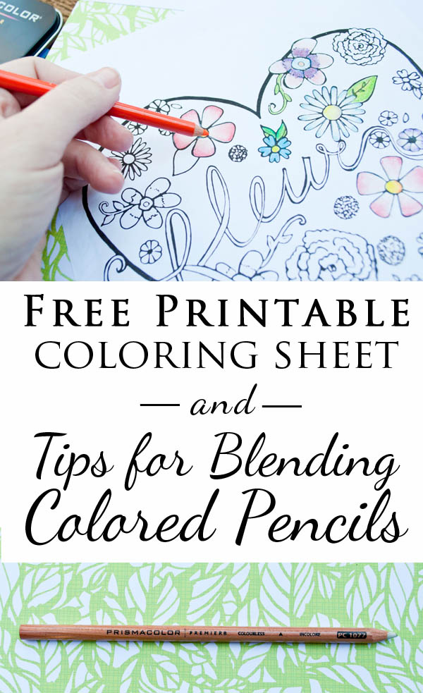 Free printable coloring sheet and tips for blending colored pencils - no more pencil scratches when you color!