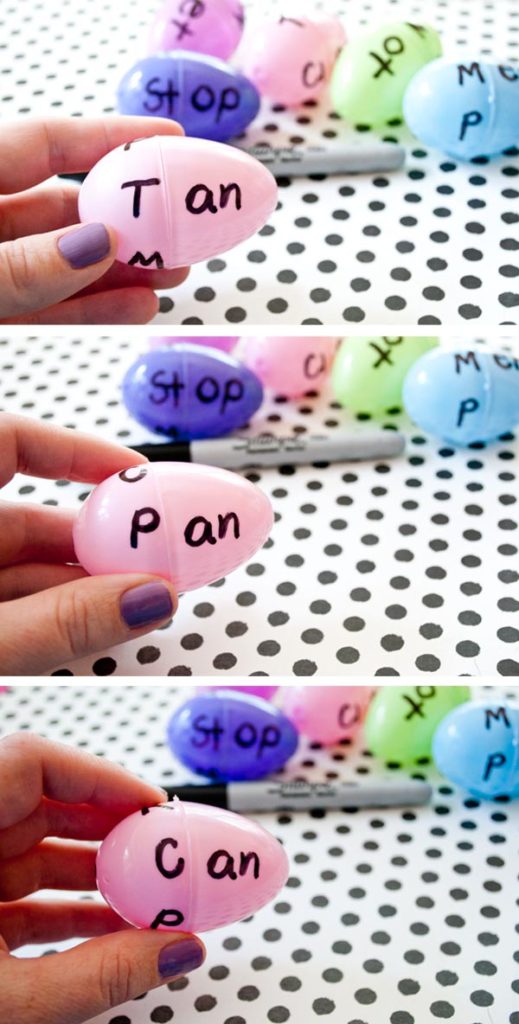 Using plastic easter eggs to teach word blends