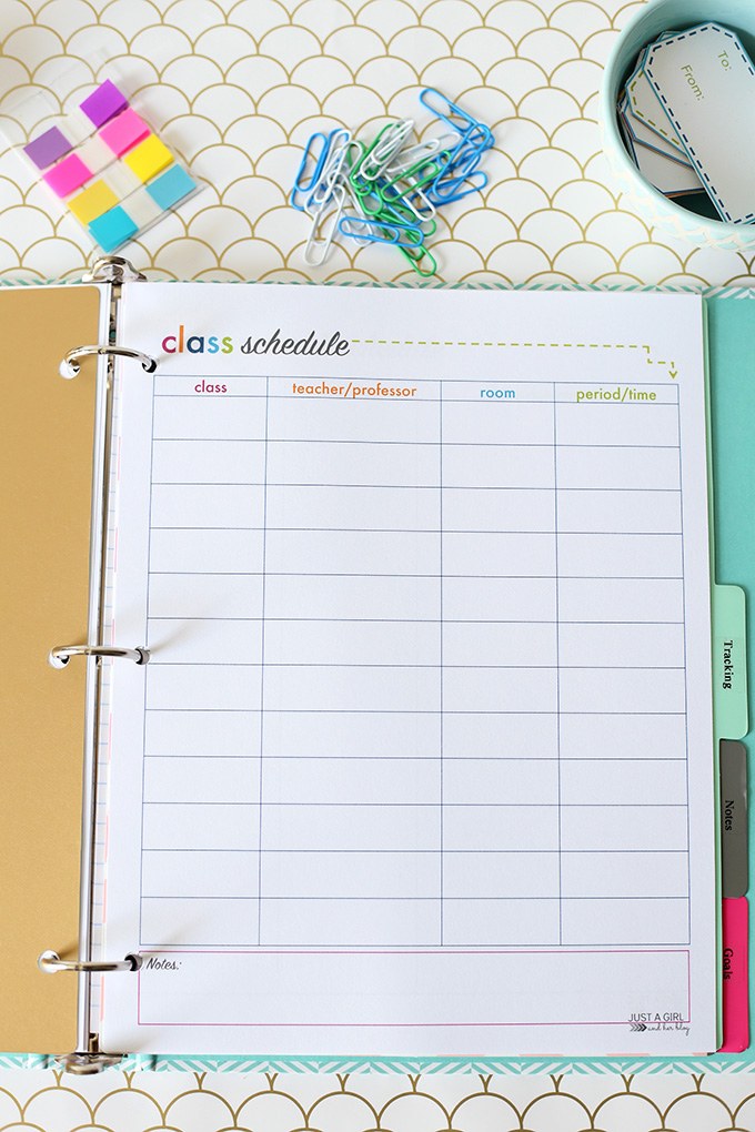 Free Student Binder Printable from A Girl and Her Blog