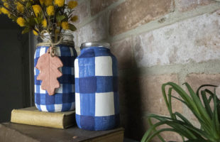 Buffalo Check Painted Mason Jar Craft – Easy Fall Decor