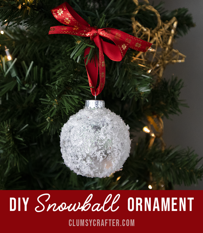 Easy Christmas Ornament that you make using fake snow and glass Christmas ornaments